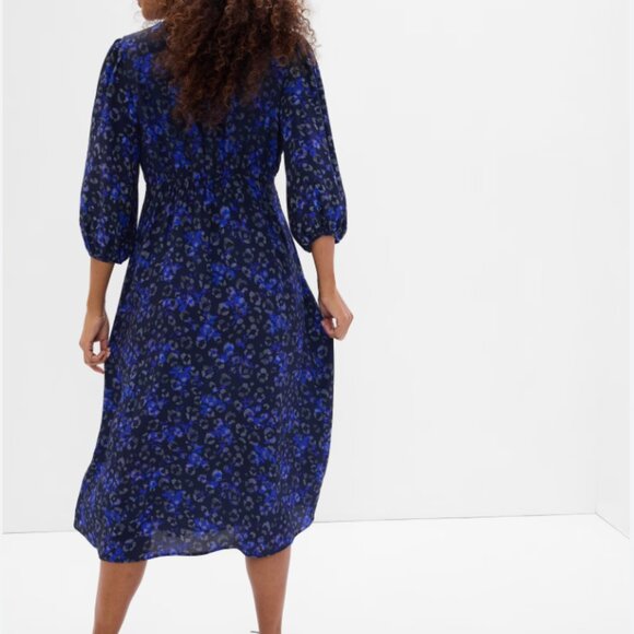 GAP Maternity Blue Leopard Print Midi Dress - Size Small - Picture 3 of 14